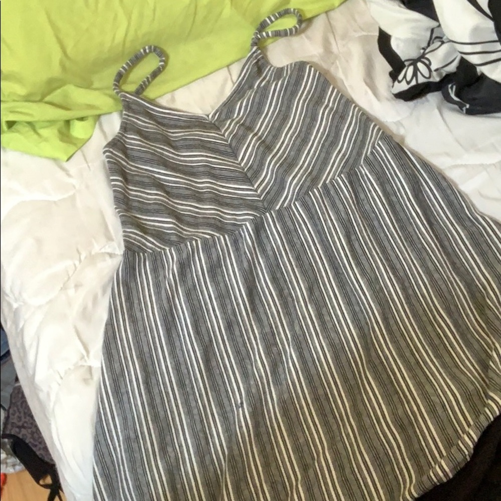 Black and white striped dress
